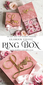 RINGTRÄGERBOXEN & KISSEN Samtkästchen für den Trauungszeremonie Ringbox für die Hochzeitszeremonie 3 Ringe, Blush Pink Goldene Samt Hochzeit Ringbox für Zeremonie, Glamour Hochzeit Ringboxen für ihn und sie, Luxus Samt Ringbox doppelt, individuelle Farben.10