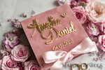 RINGTRÄGERBOXEN & KISSEN Samtkästchen für den Trauungszeremonie Personalisierte Hochzeitsring-Box • Blush Pink Goldene Samt-Hochzeitsring-Box für die Zeremonie, Boho Glam Hochzeitsring-Boxen für ihn und sie, Luxuriöse Samt-Ring-Box doppelt, kundenspezifische Farben10