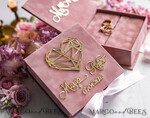 RINGTRÄGERBOXEN & KISSEN Samtkästchen für den Trauungszeremonie Ringbox für die Hochzeitszeremonie 3 Ringe, Blush Pink Goldene Samt-Hochzeitsringbox für die Zeremonie, Boho Glam Hochzeitsringboxen für ihn und sie, Luxus-Samt-Ringbox doppelt, maßgeschneiderte Farben.12