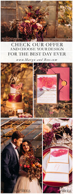 MENÜ & PROGRAMME  
 Glitzer/ Luxus Premium Minimalistisches Aquarell-Hochzeitsmenü, elegante handgefertigte weiße und rote Menükarten mit Monogramm-Bauchband, romantisches Boho-Dinner-Hochzeitsmenü mit goldenen Akzenten4