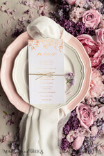 MENÜ & PROGRAMME  
 Glitzer/ Luxus Premium Luxus Glamour Goldfolie Hochzeitsmenü, Elegante weiße Hochzeitsmenü-Karten, Glamour Golden Shine Abendmenü, Handgemachtes florales Boho Hochzeitsmenü mit goldenem Schnur.1