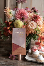 MENÜ & PROGRAMME  
 Glitzer/ Luxus Premium Einzigartige geometrische Hochzeitsmenükarten, Terrakotta- und Pergamenthochzeitsdinner-Menü, rote und kupferne Hochzeitsmenükarten, goldene Folienmenüs mit Pergament, schicke moderne Karten.2