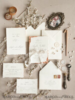 HOCHZEITS EINLADUNGEN Moderne Einladungen Florale Karten Personalisierte Hochzeitskarte mit Satinband, Elegante Hochzeitseinladungen, Fine Art Hochzeitskarten-Set, Hochzeitskarten aus goldenem, gezacktem Papier.8
