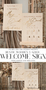 TISCHPLÄNE UND WILLKOMMENSCHILDER FÜR HOCHZEITEN rustikal rustikales Holz & Gold Hochzeitswillkommensschild, Boho Goldene Hochzeitsdekoration, personalisiertes Hochzeitsschild, Hochzeitsboard, Willkommenshochzeitsboard17