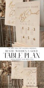 TISCHPLÄNE UND WILLKOMMENSCHILDER FÜR HOCHZEITEN rustikal rustikales Hochzeits-Tischplan, modernes Sitzplan aus Holz und Gold, 3D elegantes Finde deinen Platz - Sitzplan, Boho Hochzeits-Tischplan, Hochzeitsdekoration mit goldenen Buchstaben - goldenes Empfangsschild - individuelles Zeremonieschild14
