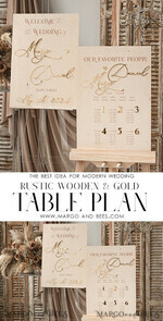 TISCHPLÄNE UND WILLKOMMENSCHILDER FÜR HOCHZEITEN rustikal rustikales Hochzeits-Tischplan, modernes Sitzplan aus Holz und Gold, 3D elegantes Finde deinen Platz - Sitzplan, Boho Hochzeits-Tischplan, Hochzeitsdekoration mit goldenen Buchstaben - goldenes Empfangsschild - individuelles Zeremonieschild14