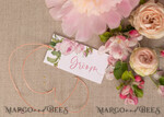 PLATZKARTEN / TISCHKARTEN  
 Romantisches Boho/ Botanisch/ Floral Weiße Blumenkarten mit rosa Schnur, Boho-Hochzeitsplatzkarten, romantische Hochzeitsnamensschilder, wunderschöne einfache botanische Hochzeitsnamensschilder, elegante Platzkarten.1