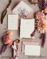 HOCHZEITS EINLADUNGEN moderne Kalligraphie / feine Kunst Feine Kunst Elfenbein Gold Hochzeitskarte, Echte Heide Blumen Hochzeitskarte, Französische Provence Einladungskollektion, Kranz Monogramm Hochzeitskarte Set, Zinnenrand Einladungen, Zerrissene Kante Hochzeitskarten gold, Feine Kunst Hochzeitskarten Set, Zinnenrand Papier18