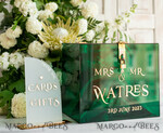 KARTONBOXEN  
 Acrylkartenbox Elegante smaragdgrüne Hochzeitsset Acryl-Kartenbox mit Schloss und Schild für Karten & Geschenke, personalisierte Hochzeitskartenbox, Acryl-Hochzeitskartenbox mit Deckel in Grün.41