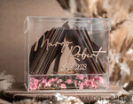 KARTONBOXEN  
 Acrylkartenbox Moderne klare Hochzeitswunschbrunnen Acryl Geldgeschenkkartenbox mit Regal für Blumen, personalisierte Hochzeitskartenbox, Acrylkartenbox, Hochzeitskartenbox mit Deckel, Hochzeitsgeldbox, Hochzeitskartenbox.10