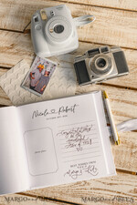 HOCHZEITS-GÄSTEBÜCHER Instax Sofortbildbuch Reines Weißes Gold-Acryl-Hochzeitsgästebuch mit personalisiertem Unterschriften-Set, Samtweißes Sofortfoto-Buch Boho Elegante Instax Hochzeitsfoto-Gästebuch21