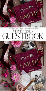 HOCHZEITS-GÄSTEBÜCHER Instax Sofortbildbuch Bordeaux Gold Acryl Hochzeits-Gästebuch personalisiert mit Unterschriftenset, Velvet Garden Burgunder Sofortbildbuch Boho Elegantes Marsala Instax Hochzeitsfoto-Gästebuch16