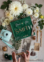 HOCHZEITS-GÄSTEBÜCHER Instax Sofortbildbuch Smaragdgrünes Gold-Acryl-Hochzeitsgästebuch mit personalisiertem Unterschriften-Set, Samtgrünpflanzen Sofortbildbuch Boho Elegantes Instax-Hochzeitsfoto-Gästebuch16