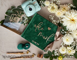 HOCHZEITS-GÄSTEBÜCHER Instax Sofortbildbuch Smaragdgrünes Gold-Acryl-Hochzeitsgästebuch personalisiert und signiert, Samtgrüne Gartenpflanzen Sofortfoto-Buch Boho Elegantes Instax-Hochzeitsfoto-Gästebuch11