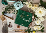 HOCHZEITS-GÄSTEBÜCHER Instax Sofortbildbuch Smaragdgrünes Gold-Acryl-Hochzeitsgästebuch personalisiert und signiert, Samtgrüne Gartenpflanzen Sofortfoto-Buch Boho Elegantes Instax-Hochzeitsfoto-Gästebuch11