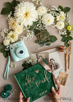 HOCHZEITS-GÄSTEBÜCHER Instax Sofortbildbuch Smaragdgrünes Gold-Acryl-Hochzeitsgästebuch personalisiert und signiert, Samtgrüne Gartenpflanzen Sofortfoto-Buch Boho Elegantes Instax-Hochzeitsfoto-Gästebuch11
