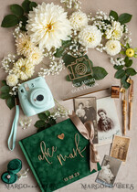 HOCHZEITS-GÄSTEBÜCHER Instax Sofortbildbuch Smaragdgrünes Gold-Acryl-Hochzeitsgästebuch personalisiert und signiert, Samtgrüne Gartenpflanzen Sofortfoto-Buch Boho Elegantes Instax-Hochzeitsfoto-Gästebuch11