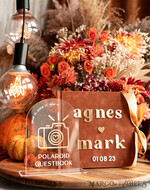 HOCHZEITS-GÄSTEBÜCHER Instax Sofortbildbuch Fall Terracotta Gold Acryl Hochzeits-Gästebuch personalisiert und Unterschrift-Set, Samt Rost Sofortbildbuch Boho Elegant Instax Hochzeitsfotos Gästebuch22