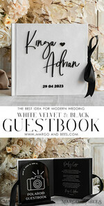 HOCHZEITS-GÄSTEBÜCHER Instax Sofortbildbuch Schwarz & Weiß Terrakotta Gold Acryl Hochzeitsgästebuch personalisiert & Unterschriften-Set, Samt elegantes Sofortfoto-Buch Boho Elegantes Instax Hochzeitsfoto-Gästebuch20