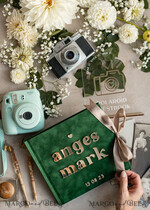 HOCHZEITS-GÄSTEBÜCHER Instax Sofortbildbuch Smaragdgrünes Gold-Acryl-Hochzeitsgastbuch personalisiert und mit Unterschrift-Set, Samtgrün Garten Grün Instant-Fotobuch Boho Elegantes Instax-Hochzeitsfoto-Gästebuch14
