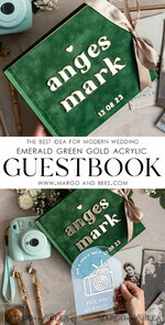 HOCHZEITS-GÄSTEBÜCHER Instax Sofortbildbuch Smaragdgrünes Gold-Acryl-Hochzeitsgastbuch personalisiert und mit Unterschrift-Set, Samtgrün Garten Grün Instant-Fotobuch Boho Elegantes Instax-Hochzeitsfoto-Gästebuch14