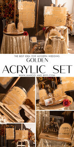 TISCHDEKORATIONSCHILDER   Acryl Tischdekoration Zahlen Acrylbogen Tischmenü, klarer Acryl- und Goldschild, goldene Plexitischnummern, luxuriöse Hochzeits-Tischdekoration, goldener Spiegel Hochzeitsmenü-Schild, weißer editierbarer Text14