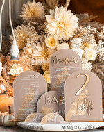 TISCHDEKORATIONSCHILDER   Acryl Tischdekoration Zahlen Acrylbogen Cappuccino Tischmenü, klare Acryl- und Goldschilder, Nude-Gold Plexi Tischnummern, tanfarbene Luxus-Hochzeitstischdekoration, erdige Hochzeitsbeschilderung goldene Spiegel Tischnummern25