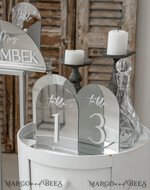 TISCHDEKORATIONSCHILDER   Acryl Tischdekoration Zahlen Arch-Acryl-Tischnummern Silber Acrylschild, Silber Plexi Tischnummern, Luxus Hochzeits Tischdekoration Centerpieces Dekorationen, SvS8