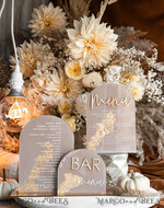 TISCHDEKORATIONSCHILDER   Acryl Tischdekoration Zahlen Acrylbogen Cappuccino Bar Menü, Klare Acryl- und Gold-Bar-Menü, Nude Taupe Gold Plexi Getränkebar-Menü, Tan Luxus Hochzeits-Getränkebar Tischdekoration, Erdige Hochzeitsbeschilderung Goldener Spiegel Bar Menü45
