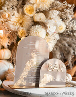 TISCHDEKORATIONSCHILDER   Acryl Tischdekoration Zahlen Acrylbogen Cappuccino Bar Menü, Klare Acryl- und Gold-Bar-Menü, Nude Taupe Gold Plexi Getränkebar-Menü, Tan Luxus Hochzeits-Getränkebar Tischdekoration, Erdige Hochzeitsbeschilderung Goldener Spiegel Bar Menü45