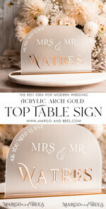 TISCHDEKORATIONSCHILDER   Acryl Tischdekoration Zahlen Acrylbogen gefrorenes Tischschild, weiße und goldene Tischschilder, goldenes 3D-Tischschild, elegante luxuriöse Hochzeitsdeko für Mr & Mrs, Glam Hochzeitsbeschilderung.10