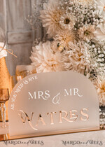 TISCHDEKORATIONSCHILDER   Acryl Tischdekoration Zahlen Acrylbogen gefrorenes Tischschild, weiße und goldene Tischschilder, goldenes 3D-Tischschild, elegante luxuriöse Hochzeitsdeko für Mr & Mrs, Glam Hochzeitsbeschilderung.10
