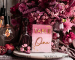 TISCHDEKORATIONSCHILDER   Acryl Tischdekoration Zahlen Blassrosa Ombre Mauve Acryl Tischnummern, Staubige Rose Acryl & goldenes Schild, Goldene Pflaume Plexi Tischnummern, Luxuriöse lila Hochzeits Tischdekoration, Hochzeit Beschilderung13