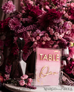 TISCHDEKORATIONSCHILDER   Acryl Tischdekoration Zahlen Blassrosa Ombre Mauve Acryl Tischnummern, Staubige Rose Acryl & goldenes Schild, Goldene Pflaume Plexi Tischnummern, Luxuriöse lila Hochzeits Tischdekoration, Hochzeit Beschilderung13