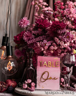 TISCHDEKORATIONSCHILDER   Acryl Tischdekoration Zahlen Blassrosa Ombre Mauve Acryl Tischnummern, Staubige Rose Acryl & goldenes Schild, Goldene Pflaume Plexi Tischnummern, Luxuriöse lila Hochzeits Tischdekoration, Hochzeit Beschilderung13