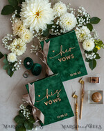 HOCHZEITSVERSPRECHEN  
 Acrylklar Gold Smaragdgrüne Garten Braut und Bräutigam Gelübde Bücher, Grünpflanzen Hochzeitsgelübde Bücher Set aus zwei, Samt smaragdgrüne Garten personalisierte Gelübde Heftchen.14