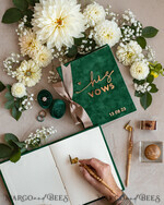 HOCHZEITSVERSPRECHEN  
 Acrylklar Gold Smaragdgrüne Garten Braut und Bräutigam Gelübde Bücher, Grünpflanzen Hochzeitsgelübde Bücher Set aus zwei, Samt smaragdgrüne Garten personalisierte Gelübde Heftchen.14