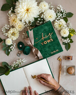 HOCHZEITSVERSPRECHEN  
 Acrylklar Gold Smaragdgrüne Garten Braut und Bräutigam Gelübde Bücher, Grünpflanzen Hochzeitsgelübde Bücher Set aus zwei, Samt smaragdgrüne Garten personalisierte Gelübde Heftchen.14