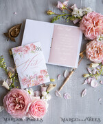 HOCHZEITSVERSPRECHEN  
 modern  
 Hochzeitsgelübde individuelle Karte, Personalisierte Hochzeitsgelübde Heftchen, Personalisierte Hochzeitsgelübde Bücher, Individuelle Gelübde Bücher, Rosa Blumen Hochzeitsgelübde Buch2