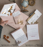 PROBENNEHMESERVICE
 Muster
 Goldene Blühende Pink Passport HochzeitsEinladung, Goldene Hochzeitskarten Boarding Pass, Reise Passport HochzeitsEinladungen im Ausland, Ziel-HochzeitsEinladungen, Reise-Karten Hochzeitsstationery.34