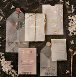 PROBENNEHMESERVICE
 Muster
 Gold-Marmor-Hochzeitseinladung Muster, luxuriöses handgefertigtes Musterset, Goldfolien-Hochzeitseinladung, Pocket-Marmor-Goldeinladungen Musterset24