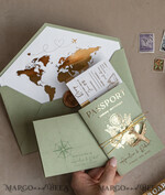 PROBENNEHMESERVICE
 Muster
 Muster, maßgeschneidertes Musterset Gold Salbeigrün Pass Hochzeitseinladung, Goldene Hochzeitskarten Boarding Pass, Grün Reise Pass Hochzeitseinladungen im Ausland, Hochzeitskarten für das Reiseziel Griechenland, Toskana Reisekarten Hochzeitsstationery Italien Weltkarte.28