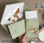 PROBENNEHMESERVICE
 Muster
 Muster, maßgeschneidertes Musterset Gold Salbeigrün Pass Hochzeitseinladung, Goldene Hochzeitskarten Boarding Pass, Grün Reise Pass Hochzeitseinladungen im Ausland, Hochzeitskarten für das Reiseziel Griechenland, Toskana Reisekarten Hochzeitsstationery Italien Weltkarte.28