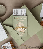 PROBENNEHMESERVICE
 Muster
 Muster, maßgeschneidertes Musterset Gold Salbeigrün Pass Hochzeitseinladung, Goldene Hochzeitskarten Boarding Pass, Grün Reise Pass Hochzeitseinladungen im Ausland, Hochzeitskarten für das Reiseziel Griechenland, Toskana Reisekarten Hochzeitsstationery Italien Weltkarte.28
