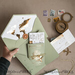 PROBENNEHMESERVICE
 Muster
 Muster, maßgeschneidertes Musterset Gold Salbeigrün Pass Hochzeitseinladung, Goldene Hochzeitskarten Boarding Pass, Grün Reise Pass Hochzeitseinladungen im Ausland, Hochzeitskarten für das Reiseziel Griechenland, Toskana Reisekarten Hochzeitsstationery Italien Weltkarte.28