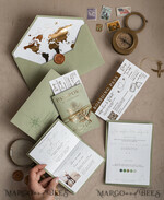 PROBENNEHMESERVICE
 Muster
 Muster, maßgeschneidertes Musterset Gold Salbeigrün Pass Hochzeitseinladung, Goldene Hochzeitskarten Boarding Pass, Grün Reise Pass Hochzeitseinladungen im Ausland, Hochzeitskarten für das Reiseziel Griechenland, Toskana Reisekarten Hochzeitsstationery Italien Weltkarte.28