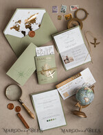 PROBENNEHMESERVICE
 Muster
 Muster, maßgeschneidertes Musterset Gold Salbeigrün Pass Hochzeitseinladung, Goldene Hochzeitskarten Boarding Pass, Grün Reise Pass Hochzeitseinladungen im Ausland, Hochzeitskarten für das Reiseziel Griechenland, Toskana Reisekarten Hochzeitsstationery Italien Weltkarte.28
