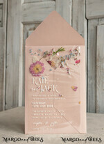 PROBENNEHMESERVICE
 Muster
 Beispiel Blush Pink Klare echte Blumen Hochzeitseinladungen, elegante Garten Pampasgras Hochzeitseinladungen, Samt transparente Hochzeitseinladungen, Hochzeitseinladung Suite13