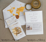 PROBENNEHMESERVICE
 Muster
 Muster, maßgeschneiderte Musterset Weiße Goldene Reisepass Hochzeitsinvitation, Goldene Flugzeug Hochzeitskarten Boarding Pass, Reisepass Hochzeitskarten im Ausland, Destination Hochzeits-Einladungen, Reisekarten Hochzeitsstationery, Boarding Pass Einladungen10