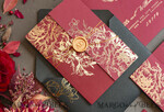 PROBENNEHMESERVICE
 Muster
 Gold Maroon Hochzeits Einladung Muster, handgemachtes Glamour Muster Set, Burgunder und Gold Folien Hochzeits Einladung, Schwarz und Burgunder Einladungen Muster Set14